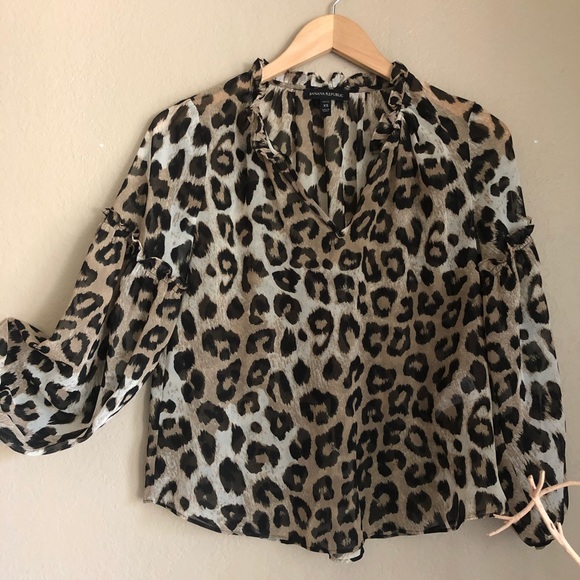Banana Republic Tops - Banana Republic Leopard Sheer Peasant Top